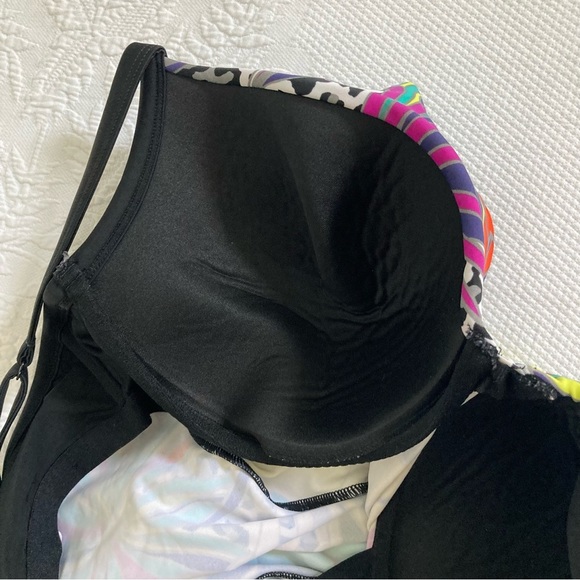 Cacique vibrant swim tankini swimsuit top size 44C underwire adjustable straps - Picture 3 of 9